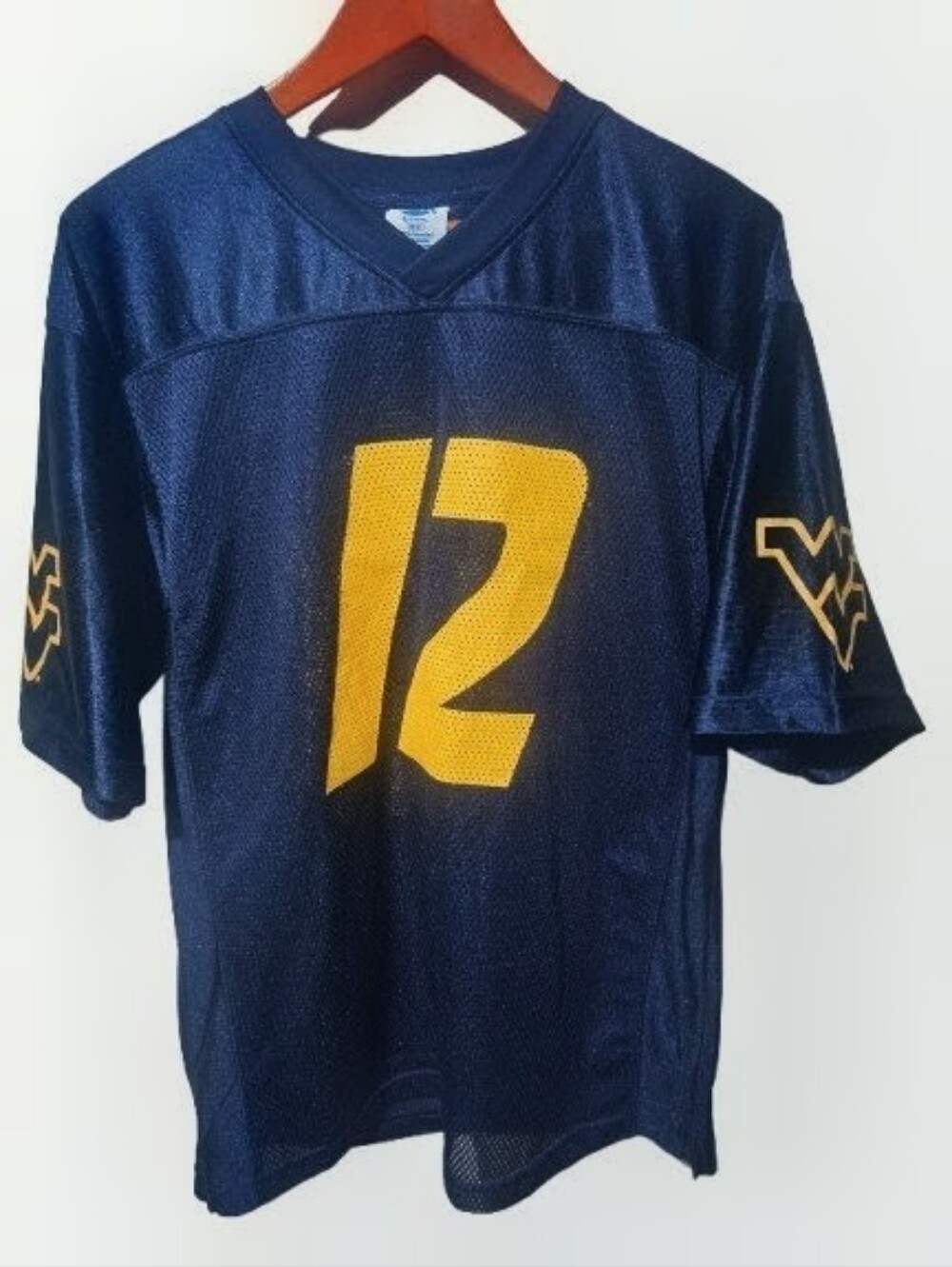 Vintage West Virginia Mountaineers #12 Football Jersey Navy Gold NCAA Men's M